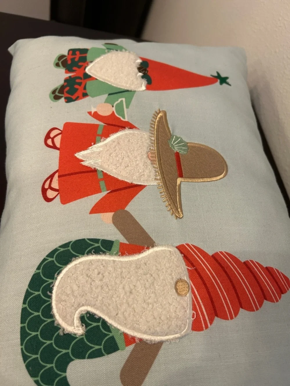 NWT St. Nicholas Aqua Beach Gnome Throw Pillow